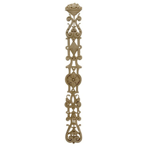 Decorative 3"(W) x 24-1/4"(H) x 3/8"(Relief) - German Renaissance Vertical Drop Applique - [Compo Material] - Brockwell Incorporated