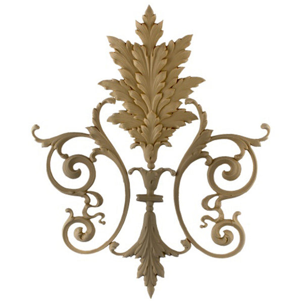Decorative 13"(W) x 16"(H) x 1/4"(Relief) - Empire Vine & Leaf Drop Applique - [Compo Material] - Brockwell Incorporated