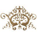 Decorative 14-3/4"(W) x 7-1/2"(H) x 1/4"(Relief) - Empire Leaf Scrolls Drop Applique - [Compo Material] - Brockwell Incorporated