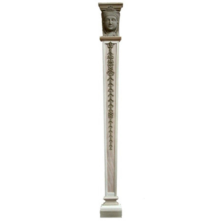 Decorative 6-1/4"(W) x 54-1/2"(H) - Pilaster w/ Woman Design - [Compo Material] - Brockwell Incorporated
