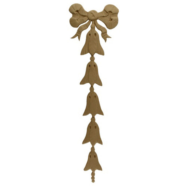 Decorative 5"(W) x 17-1/4"(H) x 3/16"(Relief) - Renaissance Bell Flower Drop Accent - [Compo Material] - Brockwell Incorporated
