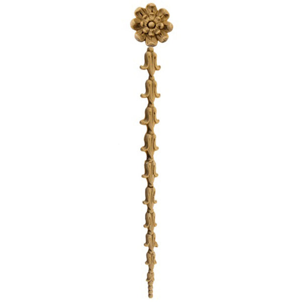 Decorative 1"(W) x 7-7/8"(H) - Rosette & Bell Flower Vertical Drop Applique  - [Compo Material] - Brockwell Incorporated