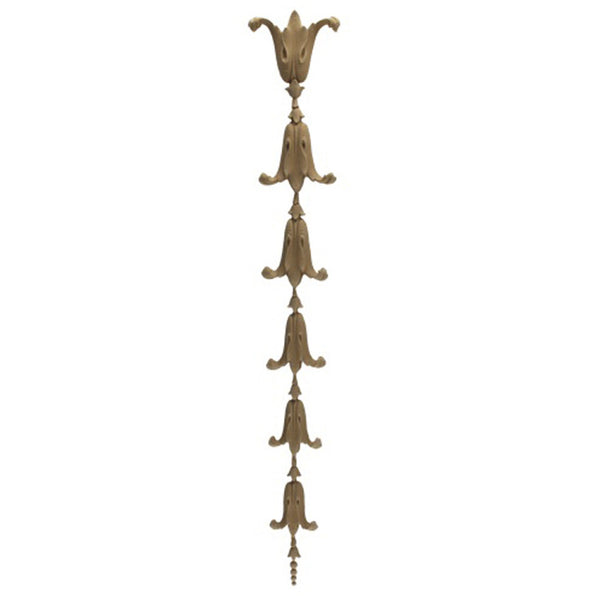 Decorative 2-3/4"(W) x 17-1/2"(H) x 3/8"(Relief) - Empire Bell Flower Drop Applique - [Compo Material] - Brockwell Incorporated
