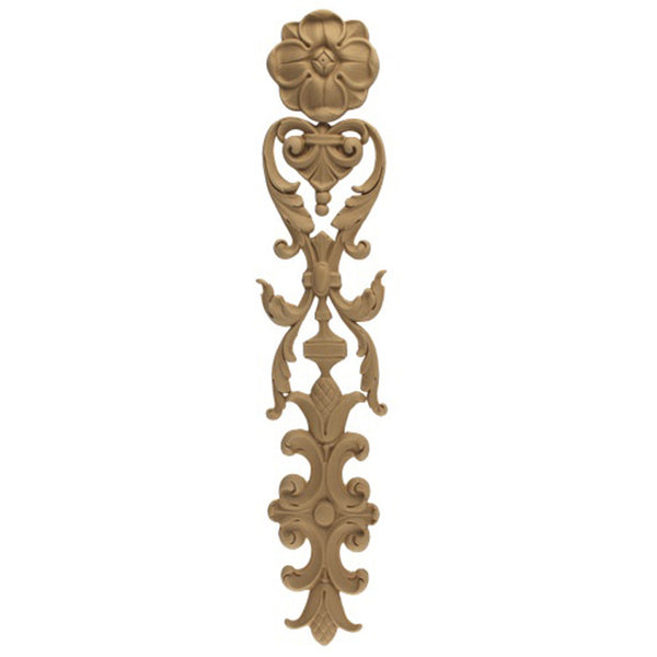 Decorative 3"(W) x 15"(H) x 3/8"(Relief) - English Scroll Vertical Drop Applique - [Compo Material] - Brockwell Incorporated