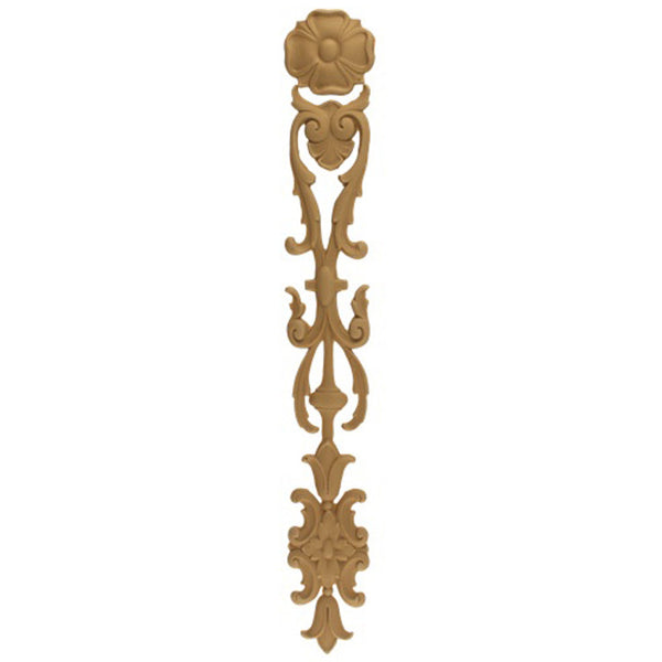 Decorative 1-3/4"(W) x 13-3/4"(H) x 1/4"(Relief) - English Scroll Vertical Drop Applique - [Compo Material] - Brockwell Incorporated