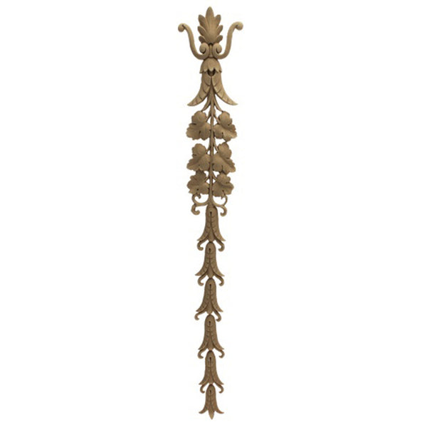 Decorative 2-1/4"(W) x 13-3/4"(H) x 1/4"(Relief) - Bell Flower Vertical Drop Accent - [Compo Material] - Brockwell Incorporated