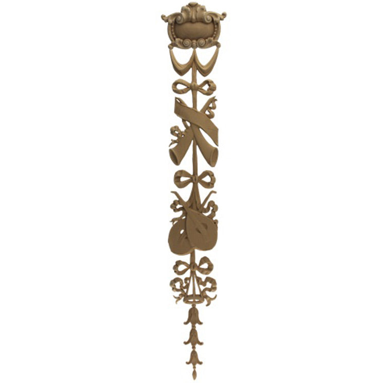 Decorative 5-1/2"(W) x 31-1/4"(H) x 3/8"(Relief) - French Musical Instrument Drop Applique - [Compo Material] - Brockwell Incorporated