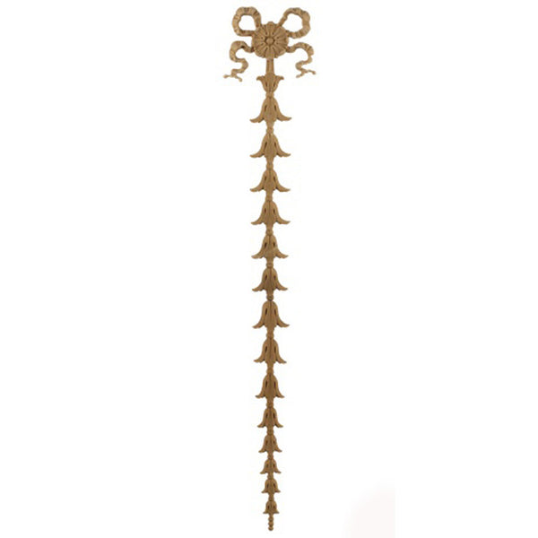 Decorative 4"(W) x 25-3/4"(H) x 1/4"(Relief) - Bell Flower Vertical Drop Applique - [Compo Material] - Brockwell Incorporated