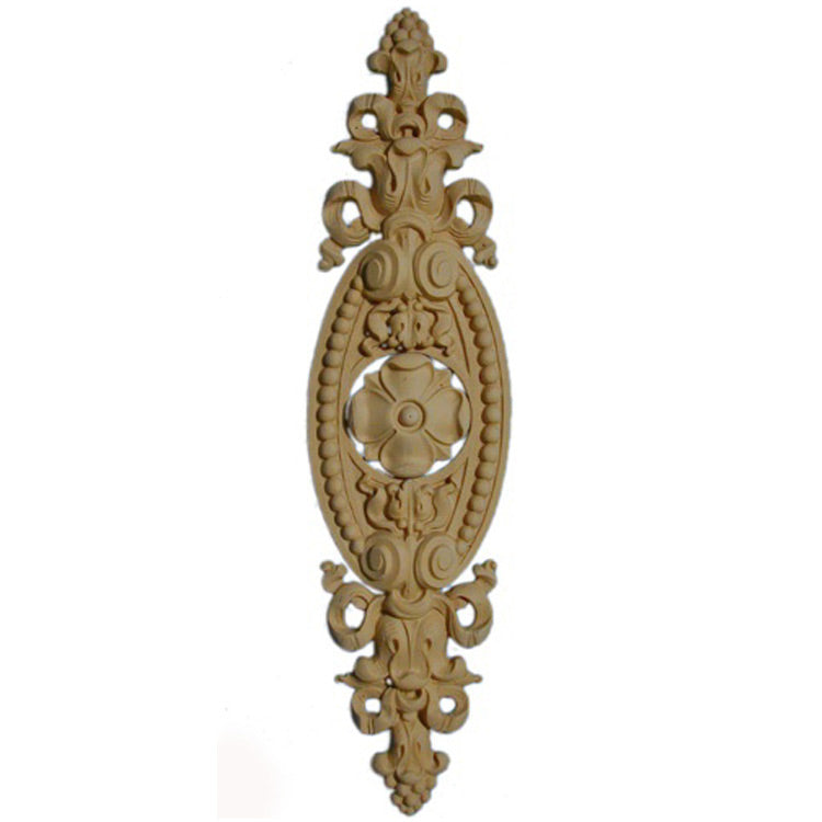 Decorative 3-3/4"(W) x 14-3/4"(H) x 3/8"(Relief) - Renaissance Leaf Drop Applique - [Compo Material] - Brockwell Incorporated