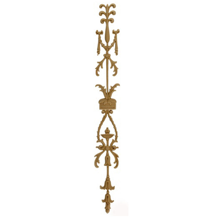 Decorative 3-1/4"(W) x 27"(H) x 5/16"(Relief) - Vertical Drop Applique - [Compo Material] - Brockwell Incorporated