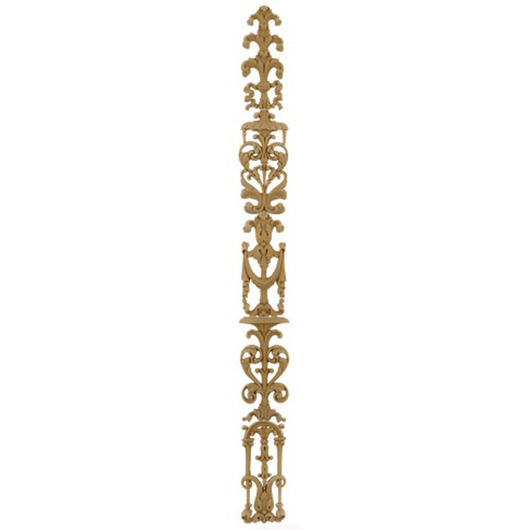 Decorative 2-3/4"(W) x 30"(H) x 1/4"(Relief) - Swag & Scroll Vertical Drop Applique - [Compo Material] - Brockwell Incorporated