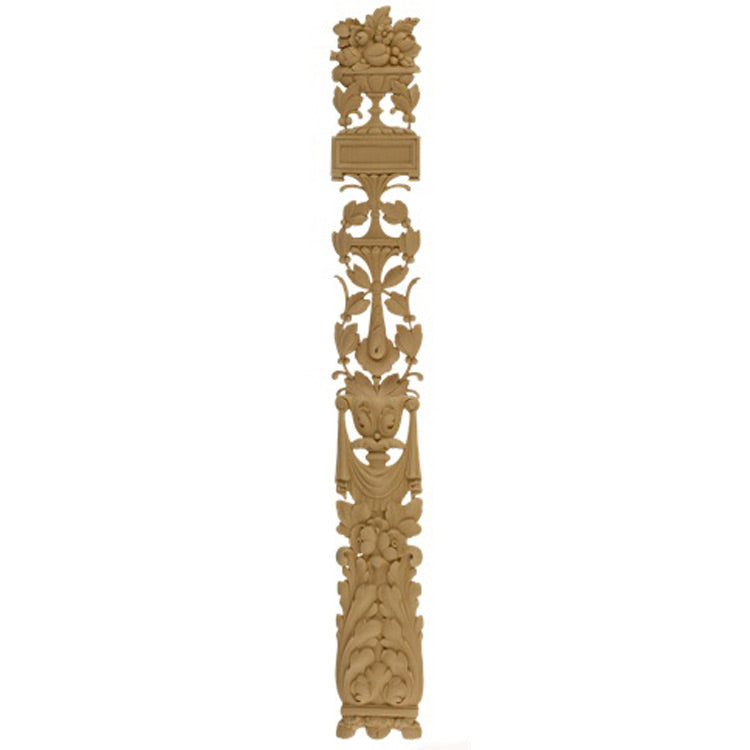 Decorative 4"(W) x 30"(H) x 3/8"(Relief) - Ornate Vertical Drop Applique - [Compo Material] - Brockwell Incorporated