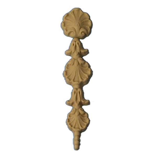 Decorative 3/4"(W) x 4"(H) - Shell & Flower Vertical Drop Accent for Wood  - [Compo Material] - Brockwell Incorporated