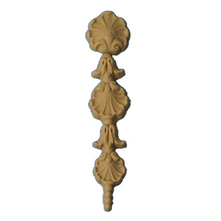 Decorative 1"(W) x 7"(H) - Shell & Flower Vertical Drop Accent for Wood - [Compo Material] - Brockwell Incorporated