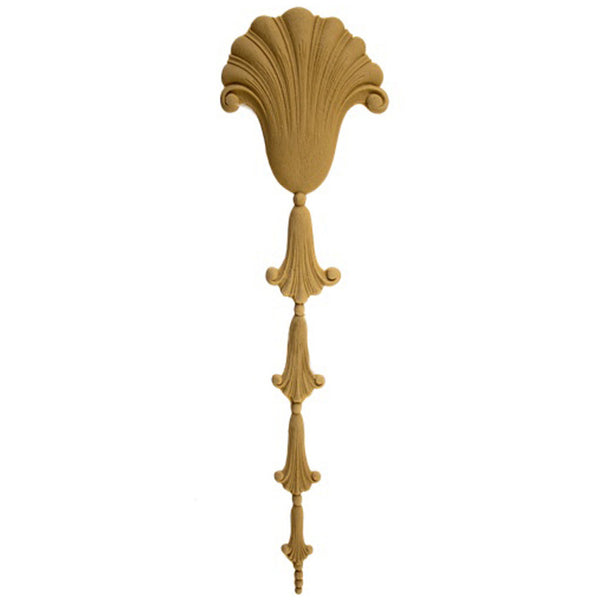 Decorative 2-1/2"(W) x 9"(H) - Classic Shell Vertical Drop Applique - [Compo Material] - Brockwell Incorporated