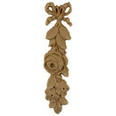 Decorative 1-1/2"(W) x 5-3/4"(H) - Ornate Rose Vertical Drop Applique for Wood - [Compo Material] - Brockwell Incorporated