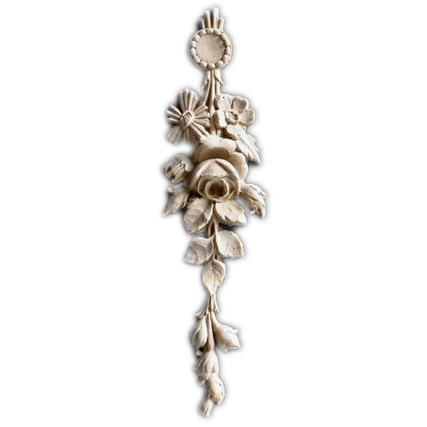 Decorative 2-1/4"(W) x 8-1/2"(H) - Floral Bunch Vertical Drop Applique - [Compo Material] - Brockwell Incorporated