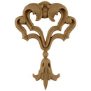 Decorative 2-1/2"(W) x 3-1/2"(H) - Vertical Floral Drop Applique  - [Compo Material] - Brockwell Incorporated