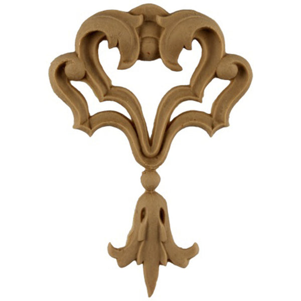 Decorative 2-1/2"(W) x 3-1/2"(H) - Vertical Floral Drop Applique  - [Compo Material] - Brockwell Incorporated
