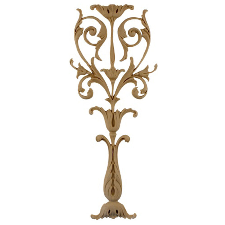 Decorative 5-3/4"(W) x 13-1/2"(H) - Floral Vertical Drop Applique - [Compo Material] - Brockwell Incorporated