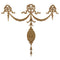Decorative 16-1/2"(W) x 15-1/2"(H) - Rosette & Swag Vertical Drop Applique - [Compo Material] - Brockwell Incorporated