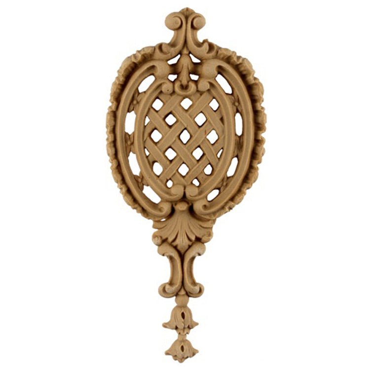 Decorative 5"(W) x 12"(H) - Lattice & Shell Vertical Drop Applique - [Compo Material] - Brockwell Incorporated