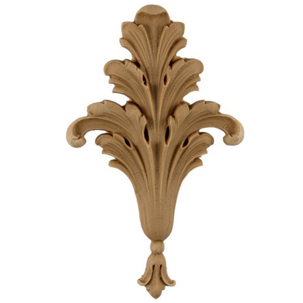 Decorative 3"(W) x 5"(H) - Acanthus Leaf Vertical Drop Applique  - [Compo Material] - Brockwell Incorporated