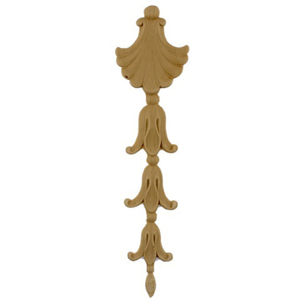Decorative 2-1/4"(W) x 9-1/4"(H) - Vertical Drop Applique Shell & Bell Flower Design - [Compo Material] - Brockwell Incorporated