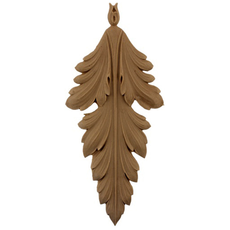 Decorative 4-1/4"(W) x 9-1/2"(H) - Acanthus Leaf Vertical Drop Applique - [Compo Material] - Brockwell Incorporated
