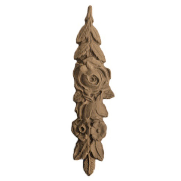 Decorative 1"(W) x 3-3/8"(H) - Vertical Floral Drop Applique  - [Compo Material] - Brockwell Incorporated