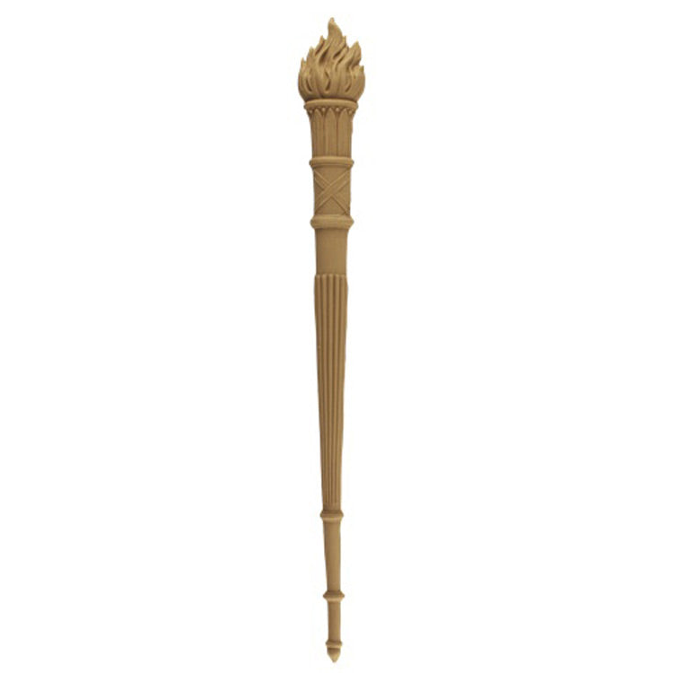 Decorative 1-1/2"(W) x 16"(H) x 3/8"(Relief) - Empire Torch Vertical Drop Applique - [Compo Material] - Brockwell Incorporated