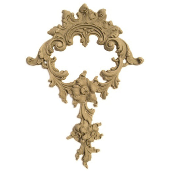 Decorative 9"(W) x 7-3/4"(H) - Floral Wreath Vertical Drop Applique - [Compo Material] - Brockwell Incorporated