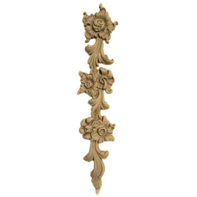 Decorative 1-1/2"(W) x 5"(H) - Floral Drop Applique - [Compo Material] - Brockwell Incorporated