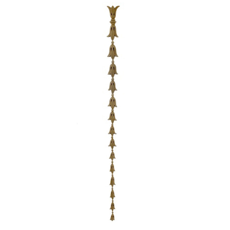 Decorative 1-1/4"(W) x 20"(H) - Interior Decorative Bell Flower Drop Applique - [Compo Material] - Brockwell Incorporated