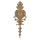 Decorative 4-1/8"(W) x 11"(H) - Acanthus & Shield Vertical Drop Applique - [Compo Material] - Brockwell Incorporated