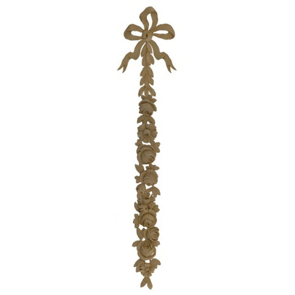 Decorative 10"(W) x 52-1/2"(H) x 11/16"(Relief) - French Floral Vertical Drop Applique - [Compo Material] - Brockwell Incorporated