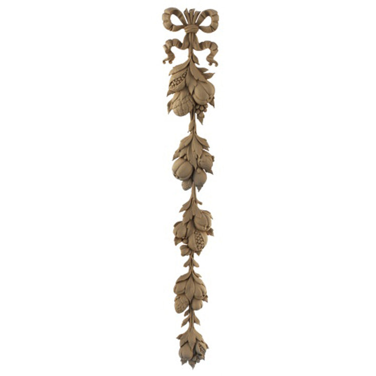 Decorative 4-1/4"(W) x 28"(H) x 3/4"(Relief) - Floral Drop Design Louis XVI Style Applique - [Compo Material] - Brockwell Incorporated