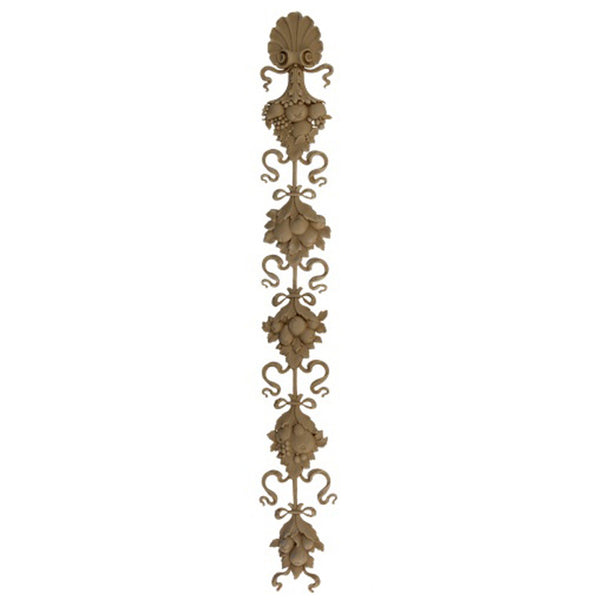 Decorative 4-1/2"(W) x 35"(H) x 1/2"(Relief) - Floral Drop Louis XVI Style Applique - [Compo Material] - Brockwell Incorporated