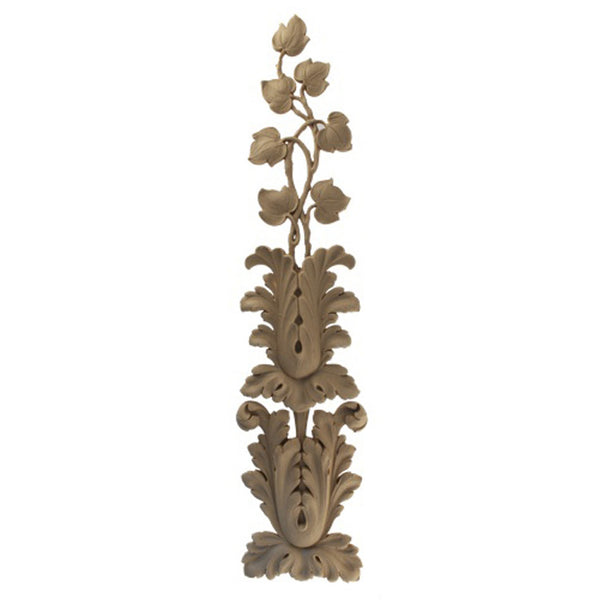 Decorative 6"(W) x 24-1/2"(H) x 1/2"(Relief) - Ornate Louis XVI Floral Drop Applique - [Compo Material] - Brockwell Incorporated